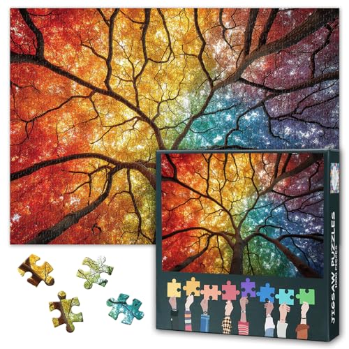 Baum zeigt Regenbogenfarben in seinen Blättern, Puzzle für Erwachsene, 1000 Teile, bunte Blätter, herausfordernde Puzzles für Heimdekoration, Intelligenz-Puzzle als Geschenk für Familie, Freunde Baum zeigt Regenbogenfarben in seinen Blättern, Puzzle für Erwachsene, 1000 Teile, bunte Blätter, herausfordernde Puzzles für Heimdekoration, Intelligenz-Puzzle als Geschenk für Familie, Freunde von TISHIRON