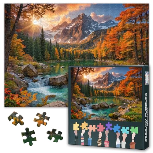 Berge Puzzles für Erwachsene 1000 Teile, Puzzles, Herbstlandschaft Puzzle 1000 Teile Coolste Puzzlespiele für Erwachsene, Fertige Größe ist 27,5 x 19,7 von TISHIRON