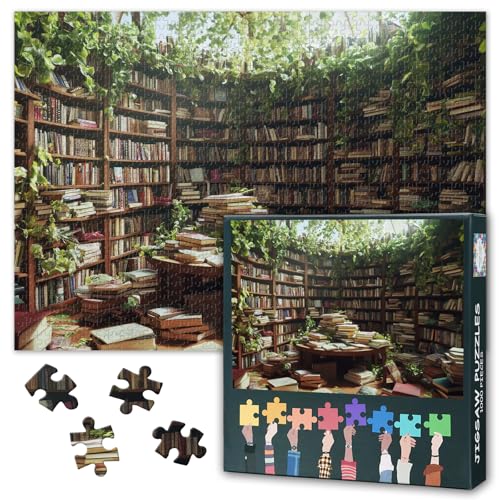 Bibliothek Puzzles 1000 Teile, Bücher voller Bücher Puzzle Erwachsene, 1000 Teile Puzzles für Erwachsene, 70 x 50cm Puzzle Impossible Geschicklichkeitsspiel für die Ganze Familie von TISHIRON