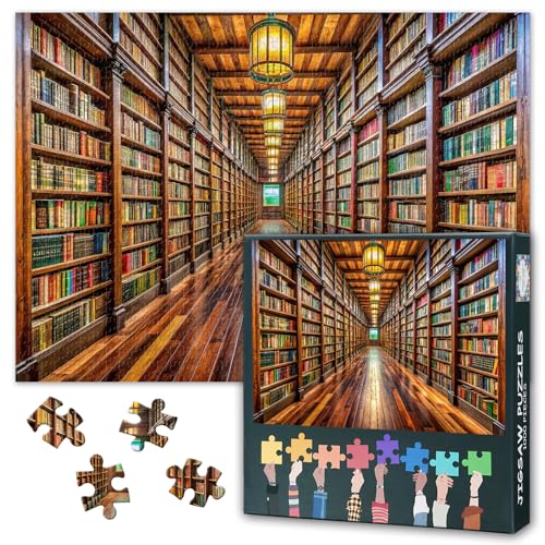 Bibliotheks Puzzles für Erwachsene 1000 Teile Bücherregal Herausfordernde Puzzles für Erwachsene, 70 x 50 cm Puzzlespiel für Frauen Wohnkultur (Bücherregal-Serie) von TISHIRON