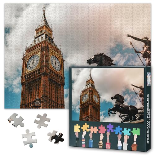 Big Ben Puzzle 1000 Teile, London Puzzles für Erwachsene, 1000 Teile, herausforderndes Puzzle, perfekt für Spieleabende, fertiges Puzzle, Größe 50 x 70 cm von TISHIRON