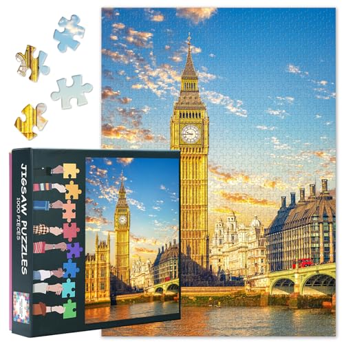 Big Ben Westminster Bridge Puzzle 1000 Teile - Londoner Wahrzeichen Kunst | Premium Erwachsenenpuzzle - 27.5x19.7 Zoll von TISHIRON
