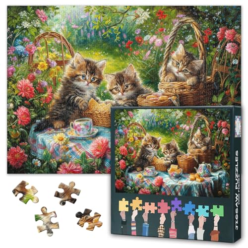 Blooming Garden Cats 1000 Teile Puzzle für Erwachsene, Premium 1000 Teile Puzzle mit lebendiger floraler Picknick-Szene, herausfordernde und dennoch entspannende Aktivität für Katzen- und Blooming Garden Cats 1000 Teile Puzzle für Erwachsene, Premium 1000 Teile Puzzle mit lebendiger floraler Picknick-Szene, herausfordernde und dennoch entspannende Aktivität für Katzen- und von TISHIRON