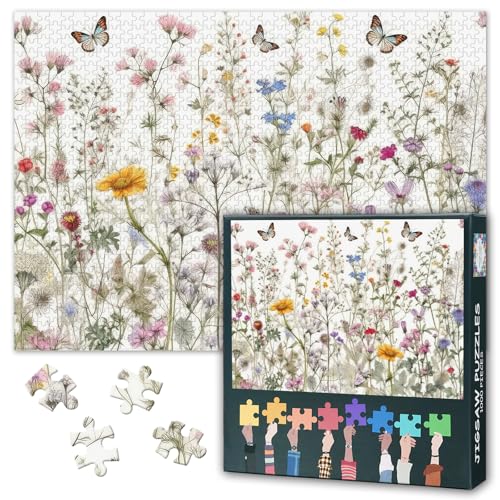 Blumen 1000 Teile Puzzle Erwachsene - Schwer Unmöglich Schwierig herausfordernde Familienpuzzle, 70 x 50 cm Jigsaw Puzzles Pflanze & Schmetterling, Puzzlespiel für Frauen Heimdekoration von TISHIRON