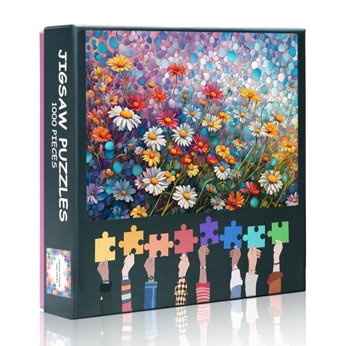Blumen-Puzzles für Erwachsene, Buntglas, Gänseblümchen, Puzzle, Geschenk für Familie, Freunde, Aktivitätsspiele, Heimdekoration, Wandkunst, anspruchsvoll – lebendig, 69,8 x 50 cm, 1000 Teile Blumen-Puzzles für Erwachsene, Buntglas, Gänseblümchen, Puzzle, Geschenk für Familie, Freunde, Aktivitätsspiele, Heimdekoration, Wandkunst, anspruchsvoll – lebendig, 69,8 x 50 cm, 1000 Teile von TISHIRON