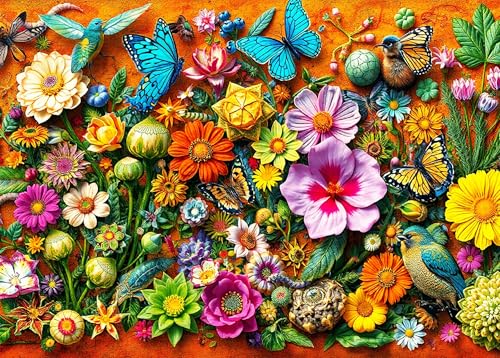 Blumenpuzzle für Erwachsene 1000 Teile, Bunte Blumen und Verschiedene Schmetterlinge 1000 Teile Puzzle, Unmöglich herausfordernde Puzzlespiele, 50x70 cm Blumenpuzzle für Erwachsene 1000 Teile, Bunte Blumen und Verschiedene Schmetterlinge 1000 Teile Puzzle, Unmöglich herausfordernde Puzzlespiele, 50x70 cm von TISHIRON