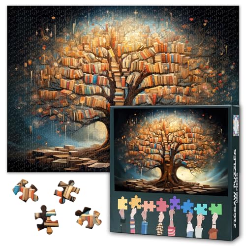 Bücher Puzzles 1000 Teile, Leben der Bäume Puzzle Erwachsene, Bücher 1000 Teile Puzzles für Erwachsene, 70 x 50 cm Puzzle Impossible Geschicklichkeitsspiel für die Ganze Familie von TISHIRON