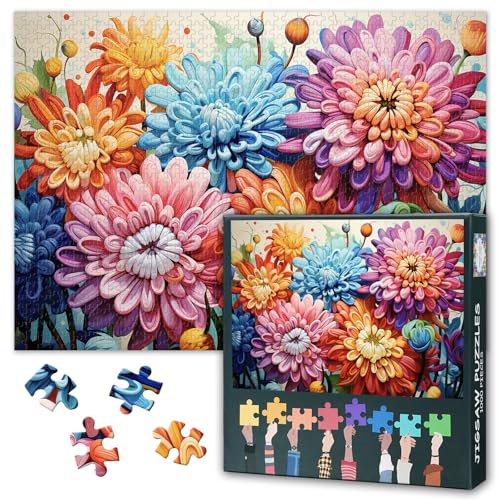 Bunte Blumen, Puzzle, schwierige Herausforderung, Puzzle für Erwachsene, Geschenke, Familienfeier, Chrysanthemen-Puzzle, Kunstwerk-Dekoration, 69,8 x 50 cm, 1000 Teile Bunte Blumen, Puzzle, schwierige Herausforderung, Puzzle für Erwachsene, Geschenke, Familienfeier, Chrysanthemen-Puzzle, Kunstwerk-Dekoration, 69,8 x 50 cm, 1000 Teile von TISHIRON