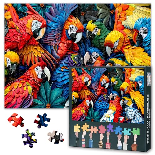 Bunte Papageien Puzzles Für Erwachsene 1000 Stück Herausfordernde Puzzle Für Erwachsene Kunstwerk Home Decor Papageien Puzzles Für Familie Freunde Spiele Geburtstagsgeschenk 70cmx50cm Bunte Papageien Puzzles Für Erwachsene 1000 Stück Herausfordernde Puzzle Für Erwachsene Kunstwerk Home Decor Papageien Puzzles Für Familie Freunde Spiele Geburtstagsgeschenk 70cmx50cm von TISHIRON