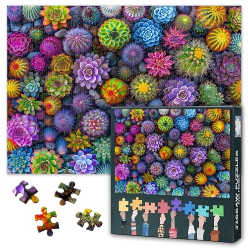 Bunte Sukkulenten-Puzzle für Erwachsene 1000 Stück - Kaktus und Blumen Kunst für Kunstliebhaber Herausfordernde Puzzles 1000 Stück für Erwachsene, Künstlerische Puzzle-Spiele 27.5"x19.6" Bunte Sukkulenten-Puzzle für Erwachsene 1000 Stück - Kaktus und Blumen Kunst für Kunstliebhaber Herausfordernde Puzzles 1000 Stück für Erwachsene, Künstlerische Puzzle-Spiele 27.5"x19.6" von TISHIRON