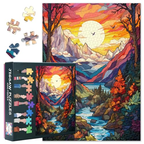 Buntes Landschafts-Puzzle für Erwachsene, 1000 Teile, Berg und See, Puzzle für Familienspiel, schwierige Herausforderung, Wald-Puzzle für Erwachsene, Hauswanddekoration, Puzzles, 69,8 x 50 cm Buntes Landschafts-Puzzle für Erwachsene, 1000 Teile, Berg und See, Puzzle für Familienspiel, schwierige Herausforderung, Wald-Puzzle für Erwachsene, Hauswanddekoration, Puzzles, 69,8 x 50 cm von TISHIRON