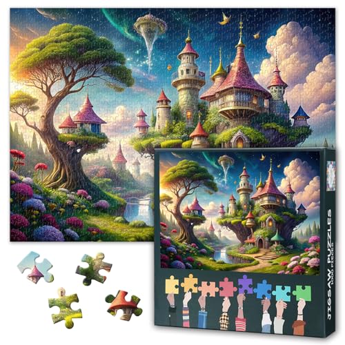 Castle Jigsaw Puzzles 1000 Stück für Erwachsene Magische Burg 1000 Stück Puzzle Aurora Puzzles Geeignet für Spielenächte Erwachsene und Jugendliche Familie Herausforderung Spiel Größe: 70x50cm von TISHIRON