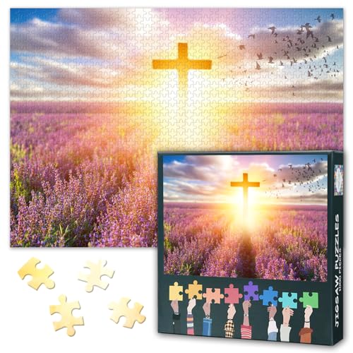 Christen Puzzles 1000 Pieces, Kreuz Puzzle Erwachsene, Jesus Puzzles für Erwachsene, 70 x 50 cm Puzzle Impossible Geschicklichkeitsspiel für die Ganze Familie von TISHIRON