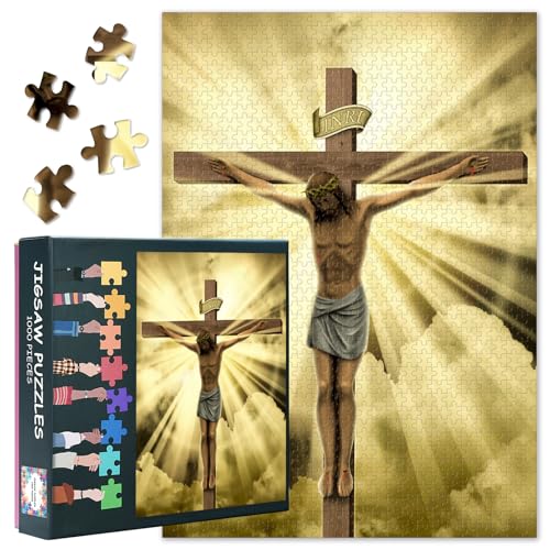 Christlich Puzzles 1000 Pieces, Kirche Jesus Puzzle Erwachsene, Jesus Christus Puzzles für Erwachsene, 70 x 50 cm Puzzle Impossible Geschicklichkeitsspiel für die Ganze Familie von TISHIRON