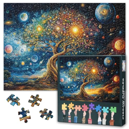 Cosmic Tree of Life Jigsaw Puzzles für Erwachsene 1000 Stück - Universe, Galaxien Fantasy Art für Kunstliebhaber Herausfordernde Puzzle 1000 Stück für Erwachsene, 70 * 50cm von TISHIRON