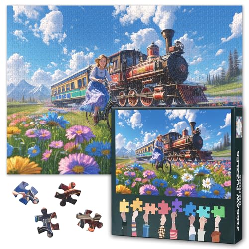 Dampflokomotive, 1000-teiliges Puzzle für Erwachsene, bunte Blumen, Puzzle, Kunstwerk, Wanddekoration, lustige Herausforderung und einzigartige geistige Übung, fertige Größe: 70,5 x 50,5 cm Dampflokomotive, 1000-teiliges Puzzle für Erwachsene, bunte Blumen, Puzzle, Kunstwerk, Wanddekoration, lustige Herausforderung und einzigartige geistige Übung, fertige Größe: 70,5 x 50,5 cm von TISHIRON