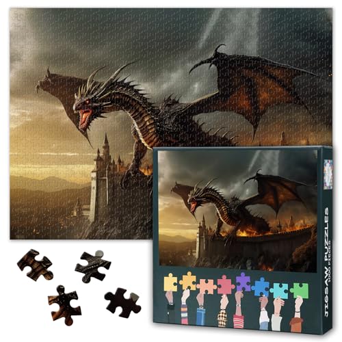 Drachenkönig Brüllen Puzzles für Erwachsene - Puzzles 1000 Teile für Erwachsene, 70 x 50 cm Fantasy Tiere Kunst schwierig und Herausforderung Puzzle-Spiel für Wohnzimmer Wanddekoration Drachenkönig Brüllen Puzzles für Erwachsene - Puzzles 1000 Teile für Erwachsene, 70 x 50 cm Fantasy Tiere Kunst schwierig und Herausforderung Puzzle-Spiel für Wohnzimmer Wanddekoration von TISHIRON