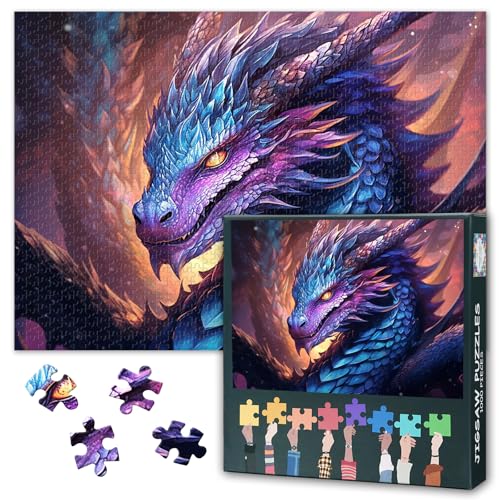 Dragon Challenging Puzzle für Erwachsene, 1000 Teile, schwieriges Puzzle, Fantasie-Tierkunst, Familien-Lernspiele und Heimdekoration, Entspannungsgeschenk von TISHIRON