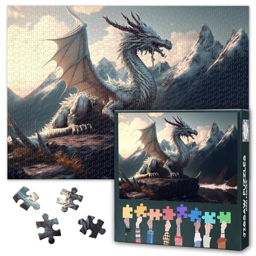 Dragon Fantasy Puzzles für Erwachsene 1000 Teile - schwer unmöglich schwierig herausfordernde Familienpuzzle, 70 x 50 cm Jigsaw Puzzles Weißer Drache, Puzzle Spiel für Frauen Home Decoration Dragon Fantasy Puzzles für Erwachsene 1000 Teile - schwer unmöglich schwierig herausfordernde Familienpuzzle, 70 x 50 cm Jigsaw Puzzles Weißer Drache, Puzzle Spiel für Frauen Home Decoration von TISHIRON