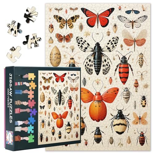 Entomologische Sammlung Puzzles 1000 Teile, Puzzle Erwachsene, Schmetterling 1000 Teile Puzzles für Erwachsene, 70 x 50cm Puzzle Impossible Geschicklichkeitsspiel für die Ganze Familie von TISHIRON