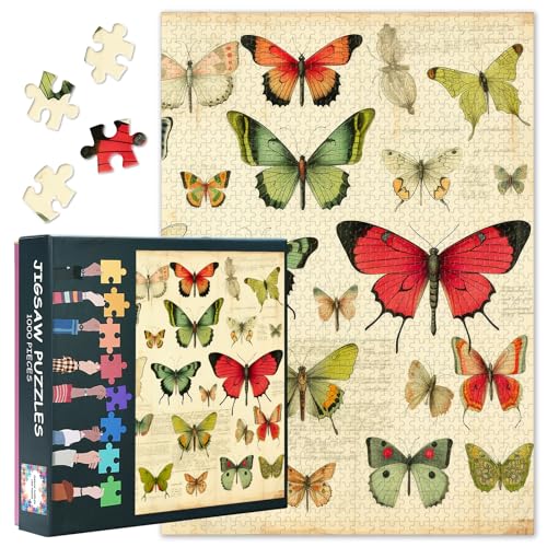 Entomologische Sammlung Puzzles 1000 Teile,Schmetterling Puzzle Erwachsene, Schmetterling 1000 Teile Puzzles für Erwachsene, 70 x 50cm Puzzle Impossible Geschicklichkeitsspiel für die Ganze Familie von TISHIRON