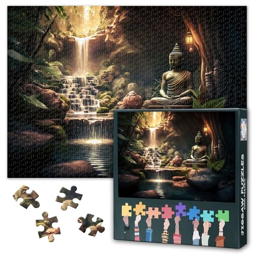 Erwachsene Buddha-Puzzle 1000 Blöcke, Zen Garden Lotus-Puzzle, Erwachsene Erwachsene Puzzle, Puzzle-Spiele oder Spielzeug für ältere Freunde 50x70cm von TISHIRON