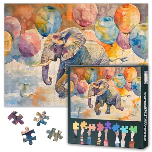 Erwachsene Elefanten Puzzles 1000 Stück, farbige Ballons Puzzles, Erwachsene Puzzle, Erwachsene Puzzle Spiel oder Spielzeug, geeignet für ältere Freunde 50 x 70cm Erwachsene Elefanten Puzzles 1000 Stück, farbige Ballons Puzzles, Erwachsene Puzzle, Erwachsene Puzzle Spiel oder Spielzeug, geeignet für ältere Freunde 50 x 70cm von TISHIRON