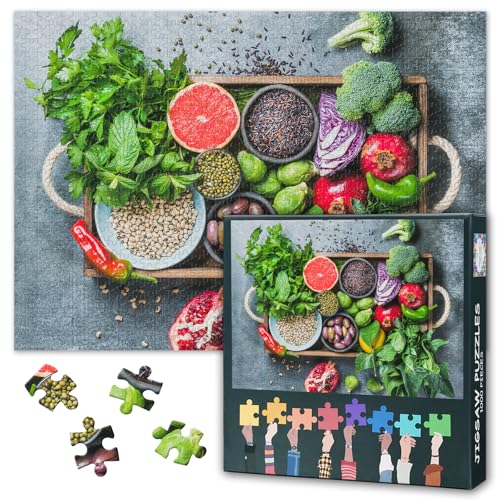 Erwachsene Gemüse-Puzzle 1000 Stück, vegane Gluten-Puzzle, Erwachsene Erwachsene-Puzzle, Puzzle-Spiele oder Spielzeug, geeignet für ältere Freunde 50x70cm von TISHIRON