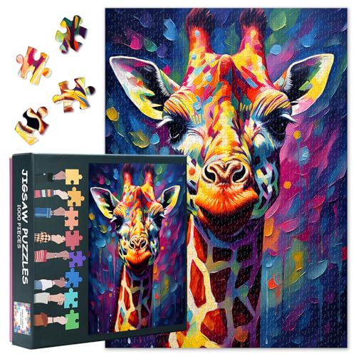 Erwachsene Giraffe Puzzle 1000 Stück, Giraffe Puzzles mit bunten Flecken, Erwachsene Puzzle, Erwachsene Puzzles Spiele oder Spielzeug für ältere Freunde 50 x 70cm Erwachsene Giraffe Puzzle 1000 Stück, Giraffe Puzzles mit bunten Flecken, Erwachsene Puzzle, Erwachsene Puzzles Spiele oder Spielzeug für ältere Freunde 50 x 70cm von TISHIRON