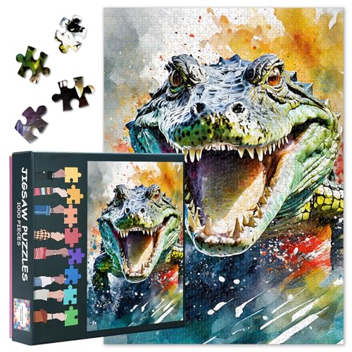 Erwachsene Krokodil Puzzle 1000 Stück, Wildtier Puzzles, Erwachsene Erwachsene Puzzles, Puzzle Spiele oder Spielzeug für ältere Freunde 50 x 70cm Erwachsene Krokodil Puzzle 1000 Stück, Wildtier Puzzles, Erwachsene Erwachsene Puzzles, Puzzle Spiele oder Spielzeug für ältere Freunde 50 x 70cm von TISHIRON