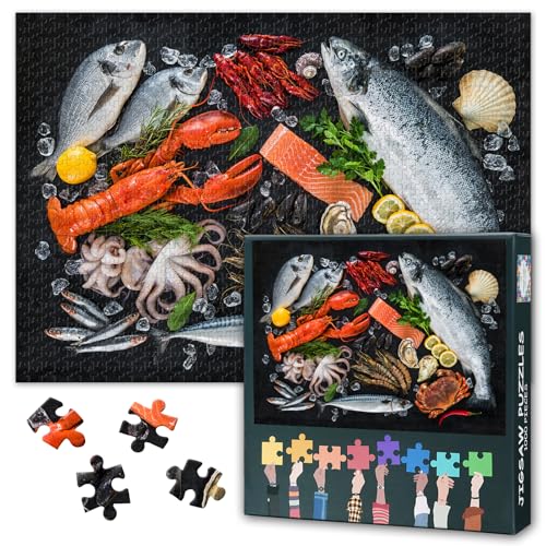 Erwachsene Meeresfrüchte-Puzzle 1000 Blöcke, frische Fisch-Puzzle, Erwachsene Erwachsene-Puzzle, Puzzle-Spiele oder Spielzeug für ältere Freunde 50x70cm von TISHIRON