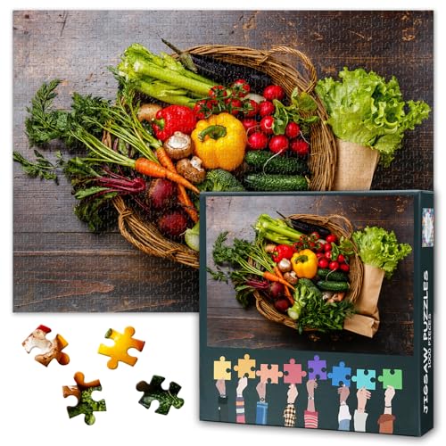 Erwachsene Obst- und Gemüse-Puzzle 1000 Stück, gesunde Lebensmittel-Puzzle, Erwachsene-Puzzle, Puzzle-Spiele oder Spielzeug, geeignet für ältere Freunde 50x70cm von TISHIRON