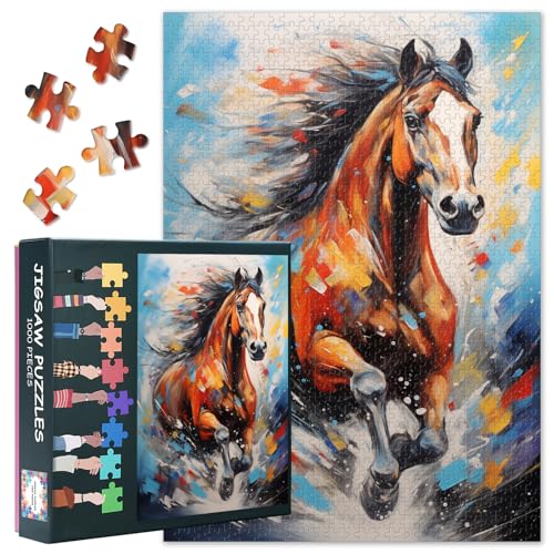Erwachsene Pferde Puzzle 1000 Blöcke, Wasserpferde Puzzles, Erwachsene Erwachsene Puzzle, Puzzles Spiele oder Spielzeug für ältere Freunde 50 x 70cm Erwachsene Pferde Puzzle 1000 Blöcke, Wasserpferde Puzzles, Erwachsene Erwachsene Puzzle, Puzzles Spiele oder Spielzeug für ältere Freunde 50 x 70cm von TISHIRON