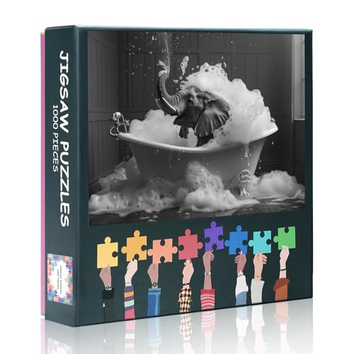 Erwachsene Puzzle 1000 Blöcke, Elefanten genießen Seifenbad Puzzles, Erwachsene Puzzle Spiele oder Spielzeug, geeignet für ältere Freunde 50X70 cm Erwachsene Puzzle 1000 Blöcke, Elefanten genießen Seifenbad Puzzles, Erwachsene Puzzle Spiele oder Spielzeug, geeignet für ältere Freunde 50X70 cm von TISHIRON