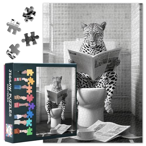 Erwachsene Puzzle 1000 Blöcke, Leopard sitzt auf der Toilette Puzzles, Erwachsene Puzzle Spiele oder Spielzeug, geeignet für ältere Freunde 50X70 cm Erwachsene Puzzle 1000 Blöcke, Leopard sitzt auf der Toilette Puzzles, Erwachsene Puzzle Spiele oder Spielzeug, geeignet für ältere Freunde 50X70 cm von TISHIRON
