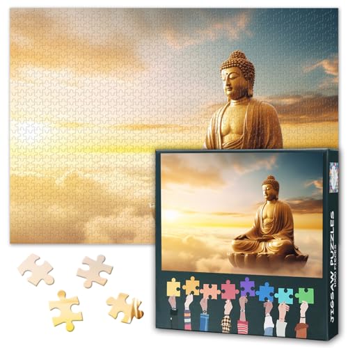 Erwachsene Puzzle 1000 Blöcke, Luft goldene Buddha-Puzzle, Erwachsene spirituelle Meditations-Puzzle, Erwachsene Puzzle-Spiele oder Spielzeug für ältere Freunde 50x70cm von TISHIRON