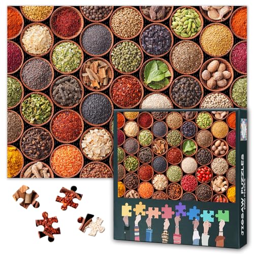 Erwachsene Puzzle 1000 Blöcke, frisches Gemüse und Obst gesundes Essen Puzzle, Erwachsene Gewürzpuzzle, Erwachsene Puzzle-Spiele oder Spielzeug, geeignet für ältere Freunde 50x70cm von TISHIRON