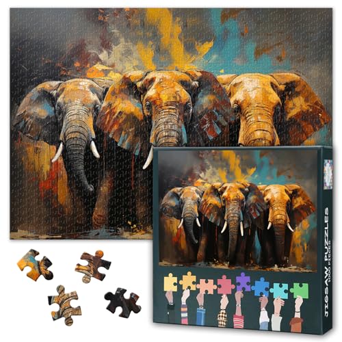 Erwachsene Puzzle 1000 Elefanten, DREI Elefanten Puzzles, Erwachsene Puzzle, Erwachsene Puzzles Spiel oder Spielzeug, geeignet für ältere Freunde 50 x 70cm Erwachsene Puzzle 1000 Elefanten, DREI Elefanten Puzzles, Erwachsene Puzzle, Erwachsene Puzzles Spiel oder Spielzeug, geeignet für ältere Freunde 50 x 70cm von TISHIRON