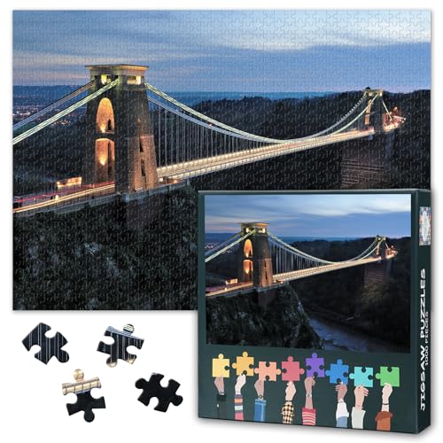 Erwachsene Puzzles 1000 Blöcke, Clifton Hängebrücke Puzzle, Bristol Ewan Canyon Erwachsene Puzzles, Puzzle-Spiele oder Spielzeug für ältere Freunde 50X70CM von TISHIRON