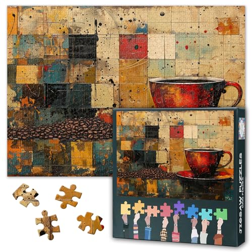 Erwachsene Puzzles 1000 Blöcke, Retro-Kaffee-Themen Graffiti-Puzzle, Erwachsene Puzzles, Erwachsene Puzzle-Spiele oder Spielzeug, geeignet für ältere Freunde 50x70cm von TISHIRON