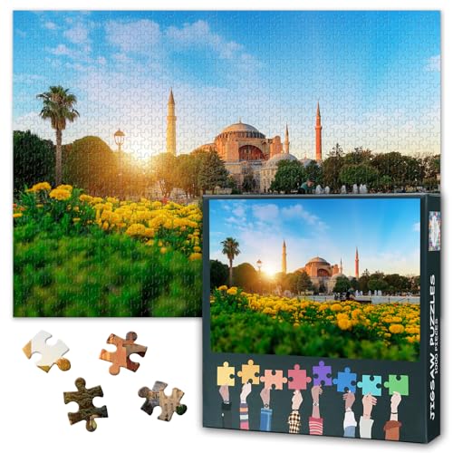 Erwachsene Puzzles 1000 Blöcke, Santa Sofia Moschee Puzzle, Sultan Ahmet Park Puzzle Istanbul, Türkei, Puzzles Spiel für Erwachsene Spielzeug für ältere Freunde 50x70cm Erwachsene Puzzles 1000 Blöcke, Santa Sofia Moschee Puzzle, Sultan Ahmet Park Puzzle Istanbul, Türkei, Puzzles Spiel für Erwachsene Spielzeug für ältere Freunde 50x70cm von TISHIRON