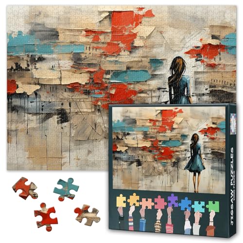 Erwachsene Puzzles 1000 Blöcke, farbige Figuren Straße Graffiti-Puzzle, Erwachsene Puzzles, Erwachsene Puzzle-Spiele oder Spielzeug für ältere Freunde 50x70cm von TISHIRON