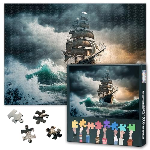Erwachsene Segelschiff-Puzzle 1000 Stück, Piratenschiff Seefahrt-Puzzle, Erwachsene Erwachsene Puzzles, Puzzle-Spiele oder Spielzeug für ältere Freunde 50X70CM von TISHIRON