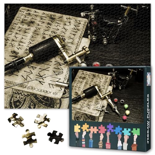 Erwachsene Tattoo-Maschine Puzzle 1000 Stück, Tattoo Studio-Puzzle, Erwachsene Erwachsene Puzzle, Puzzle-Spiele oder Spielzeug für ältere Freunde 50x70cm von TISHIRON