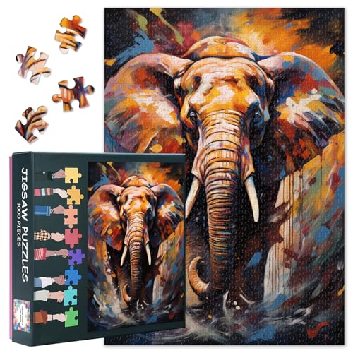 Erwachsene Tier Puzzle 1000 Stück, Elefanten Puzzle, Erwachsene Puzzles, Puzzles Spiele oder Spielzeug für ältere Freunde 50 x 70cm Erwachsene Tier Puzzle 1000 Stück, Elefanten Puzzle, Erwachsene Puzzles, Puzzles Spiele oder Spielzeug für ältere Freunde 50 x 70cm von TISHIRON