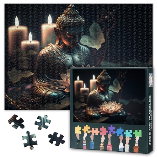Erwachsene Zen-Buddha-Puzzle 1000 Stück, Buddha-Puzzle, Erwachsene Lotus-Puzzle, Erwachsene Puzzle-Spiele oder Spielzeug, geeignet für ältere Freunde 50x70cm von TISHIRON