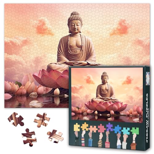 Erwachsene Zen-Buddha-Puzzle 1000 Stück, Golden Buddha Zen Lotus-Puzzle, Erwachsene-Puzzle, Puzzle-Spiel oder Spielzeug für ältere Freunde 50x70cm von TISHIRON