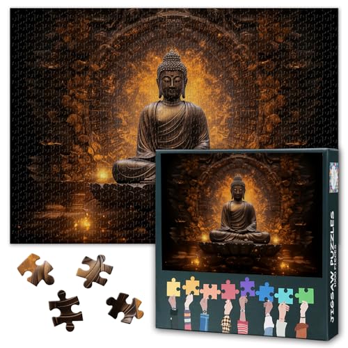 Erwachsene Zen-Buddha-Puzzle 1000 Stück, buddhistische religiöse Puzzles, Erwachsene Erwachsene Puzzles, Puzzle-Spiele oder Spielzeug für ältere Freunde 50x70cm von TISHIRON