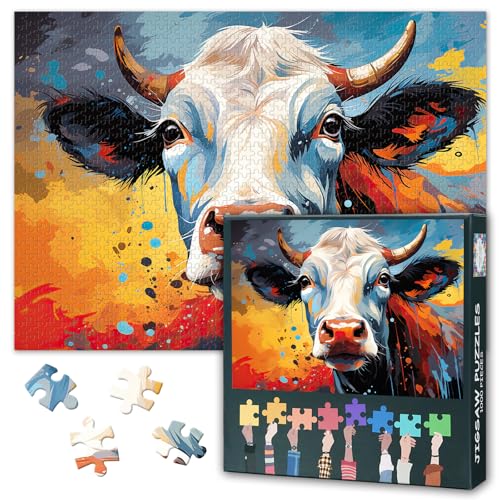 Erwachsene mit Kuhpuzzle 1000 Stück, Rinder Puzzles, Erwachsene mit Erwachsenen Puzzle, Puzzle Spiele oder Spielzeug für ältere Freunde 50 x 70cm Erwachsene mit Kuhpuzzle 1000 Stück, Rinder Puzzles, Erwachsene mit Erwachsenen Puzzle, Puzzle Spiele oder Spielzeug für ältere Freunde 50 x 70cm von TISHIRON
