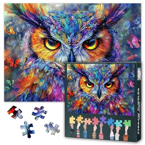Eule Puzzle 1000 Teile Erwachsene - 1000 Teile Puzzle für Erwachsene und Kinder ab 9 Jahren Geschicklichkeitsspiel für die ganze Familie Fertige Größe 50x70cm von TISHIRON
